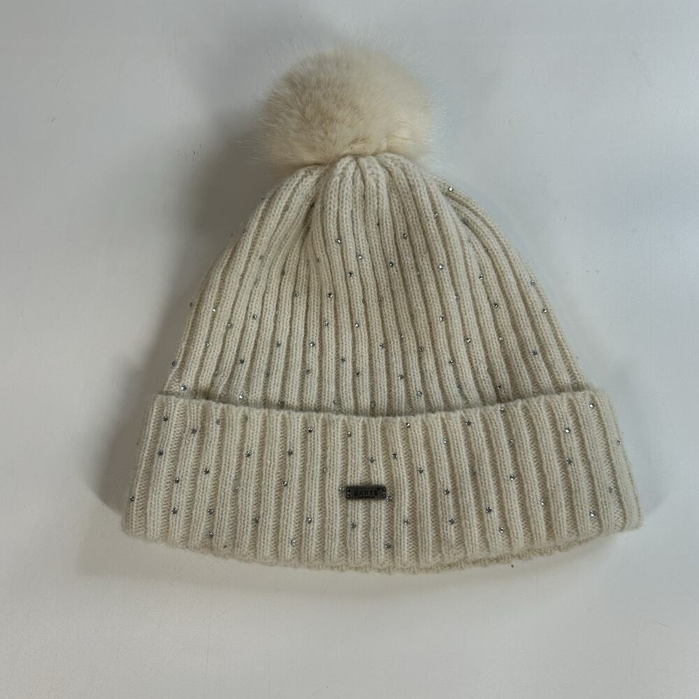 Barts Splendor Beanie Womens One Size Embellished Lambswool Cream Winter
